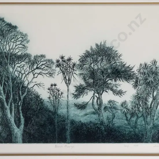 Audrey Bascand 1995 - framed etching 18/20 - "Bush Fringe" H-290 W-490