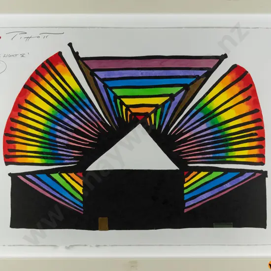 Rob Piggott - framed hand-coloured woodcut No. 2/35 - "Peace Light X" H-290 W-410