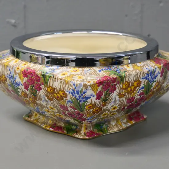 Royal Winton Marguerite AOF square bowl with plated rim H-100 W-200 D-200
