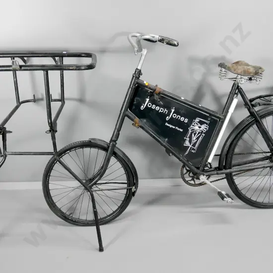 vintage delivery bike with florist's display sign, front rack - restorer's condition H-1100 L-1700