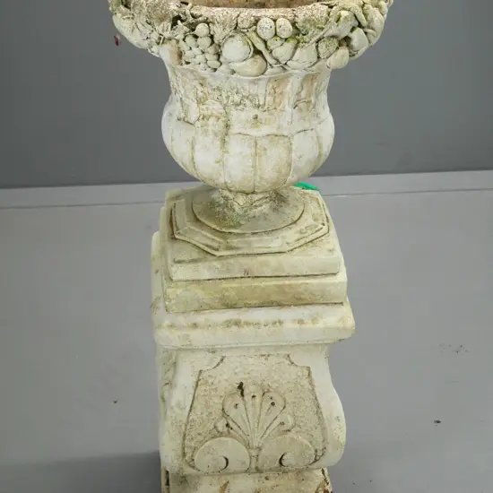 cast concrete/stone composite classical garden urn on pedestal base H-880 Base 280x280