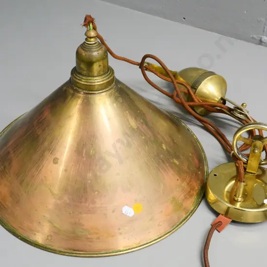 brass and copper rise & fall light fitting