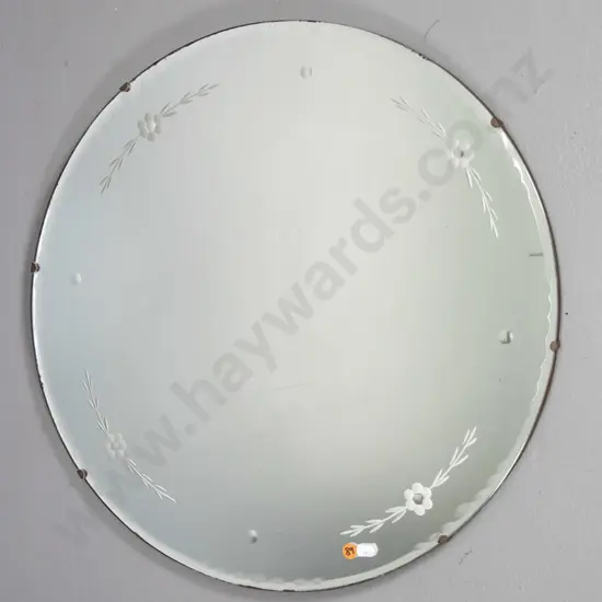 retro circular scalloped edge wall mirror Diam-530