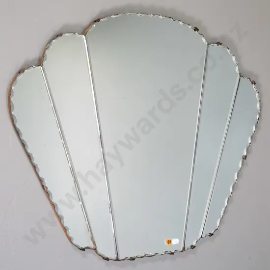 deco 5 section scalloped edge wall mirror (slight de-silvering to base) H-510 W-600