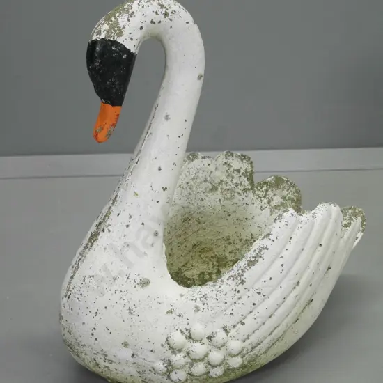 cast concrete swan garden - some peeling of paint H-520 L-500 W-280