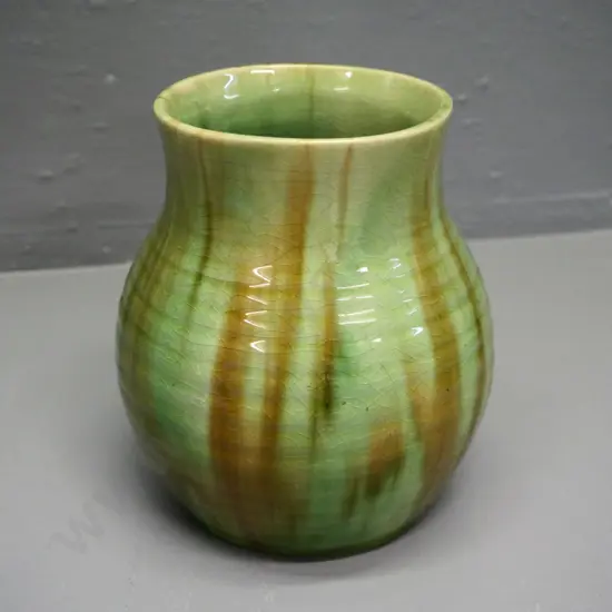 early Crown Lynn trickle glaze vase, some crazing H-140
