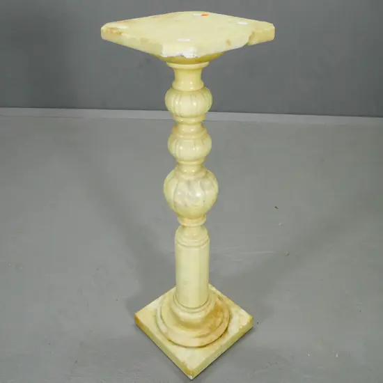 Italian alabaster plant stand/display column with repaired top H-760 W-220 D-220 at top