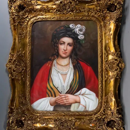 ornate gilt framed oil - portrait  H-1240 W-1000 (including frame)