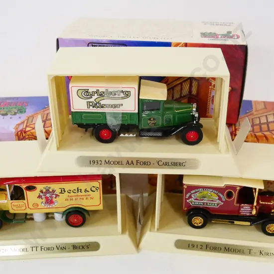 3 boxed Matchbox Models of Yesteryear "Great Beers of the World" series delivery trucks