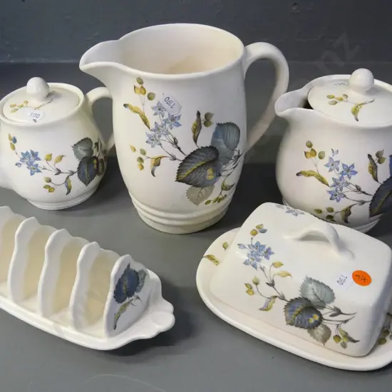 Sylvac breakfast ware - covered butter, toast rack, teapot, milk jug etc. - tallest jug H-170