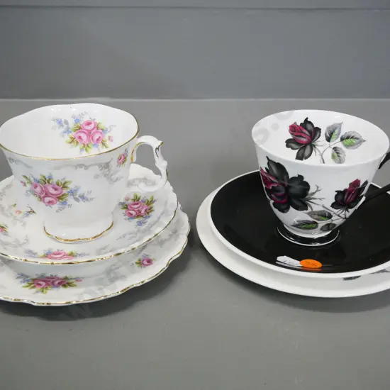 2 Royal Albert trios - Masquerade and Tranquility patterns