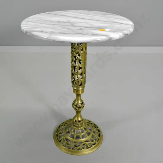 small marble topped cast brass round occasional H-420 Diameter 310