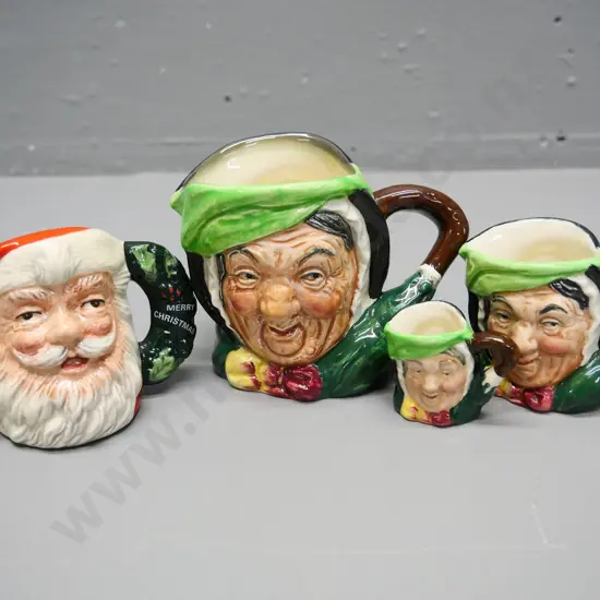 4 Royal Doulton toby jugs - small Santa Claus and matching set of 3 - largest is H-70