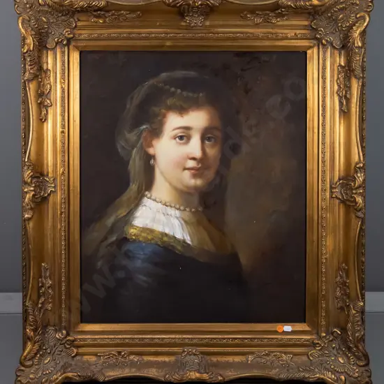 G Thomson - gilt framed oil - portrait H-820 W-750 (including frame)