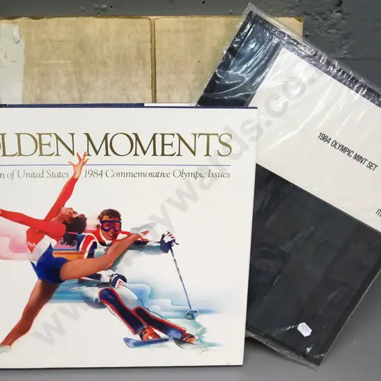 US Postal Service 1984 Olympics stamp collection and hard cover book - stamps in unopened bag