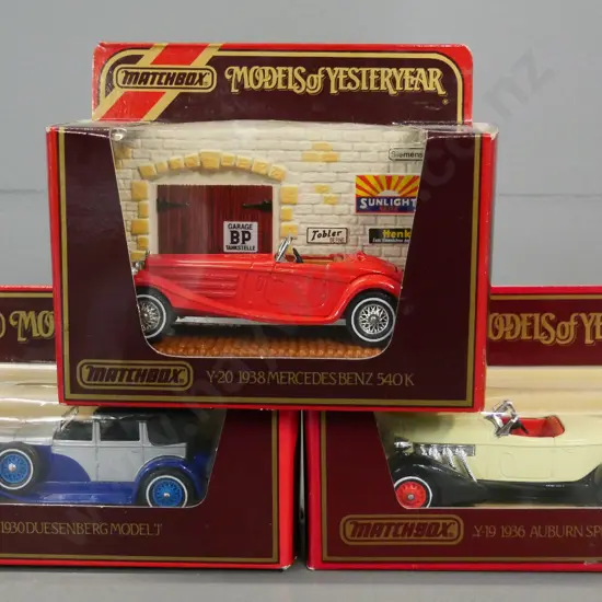 3 boxed Matchbox Models of Yesteryear - vintage luxury cars