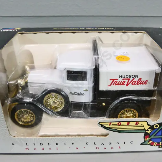 boxed Liberty die-cast vehicle money box with key lock - Model A delivery van