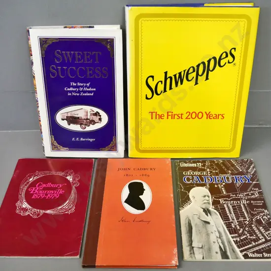 5 books on the history of Cadbury Hudson and "Schweppes - the First 200 Years"