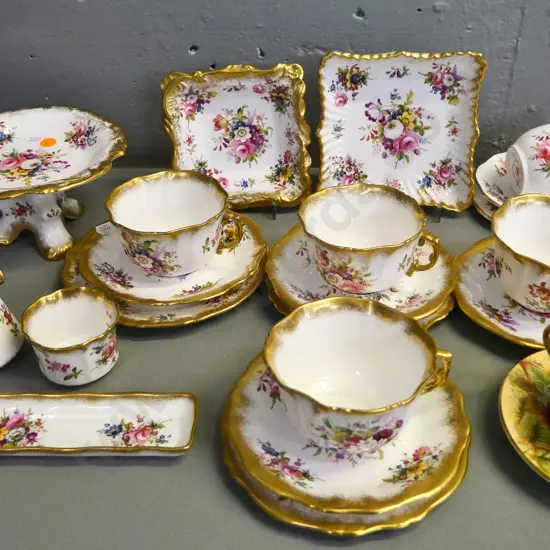 assorted Hammersley 'Lady Patricia' teaware and an Aynsley Orchard Gold coffee cup & saucer