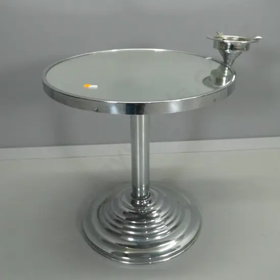 retro chrome smoker's table with mirrored glass top H-530 W-540