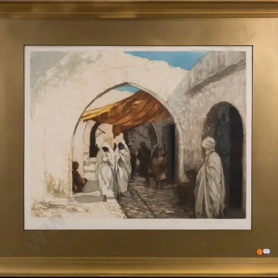 gilt framed print - Middle Eastern street scene H-435 W-560