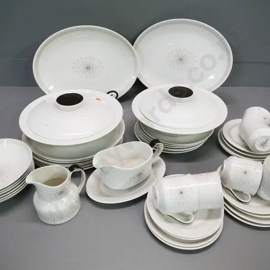 Royal Doulton Morning Star 6-place dinnerware set with 2 lidded veges, 2 ashetts, gravy boat etc.