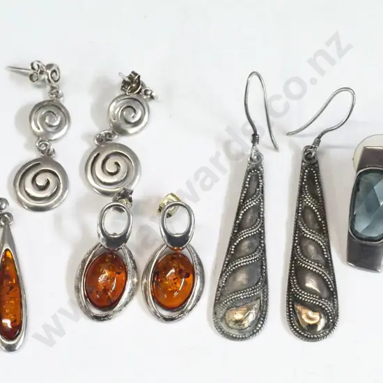 5 pairs silver earrings all stamped 925