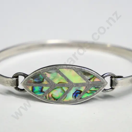 silver & paua shell bracelet stamped silver 925