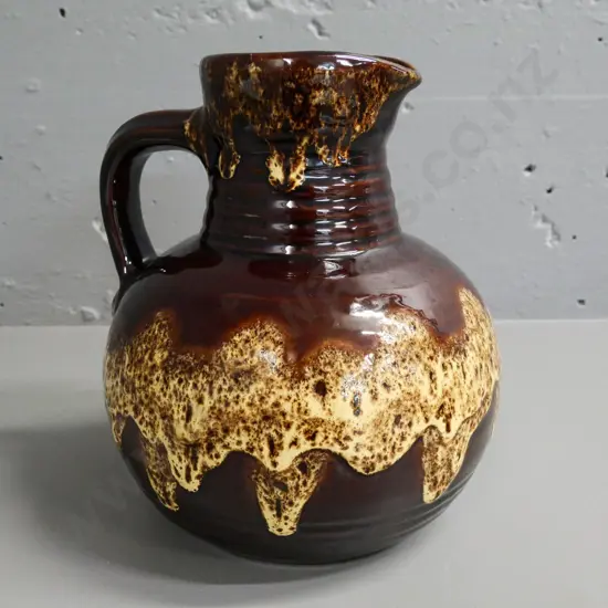 brown trickle glaze German pottery jug vase H-220