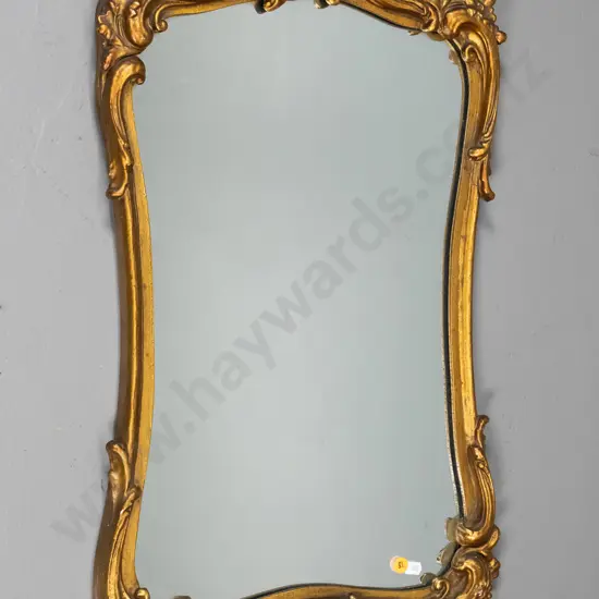 ornate gilt-framed wall mirror - some chips and cracks along bottom edge H600 W400