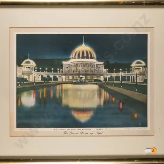 framed New Zealand and South Seas Exhibition print H-240 W-340