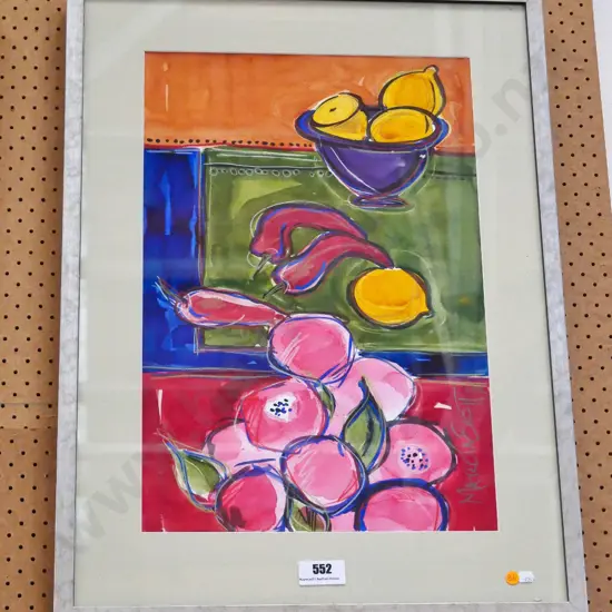 Marcia Scott 2002 - framed watercolour - still life H-550 W-370