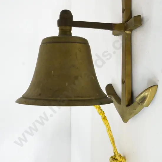 brass bell on anchor-themed wall-mount bracket H-200 Bell diameter approx. 140