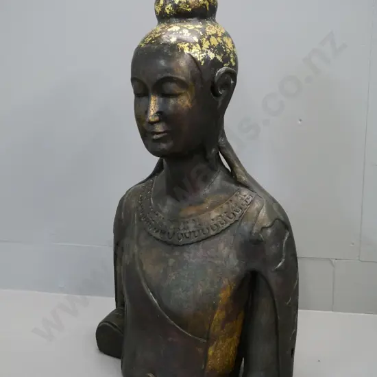 faux wood composite half-torso figure with gilt decoration H-610 W-320