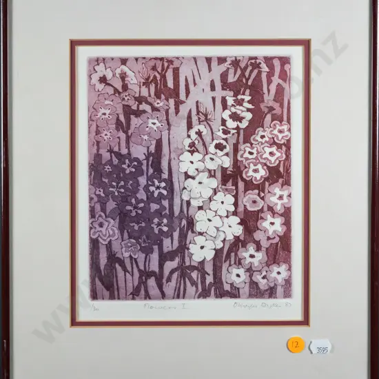 O Dykes '87 - framed ltd edition print 1/30 - "Flowers I" H-200 W-170