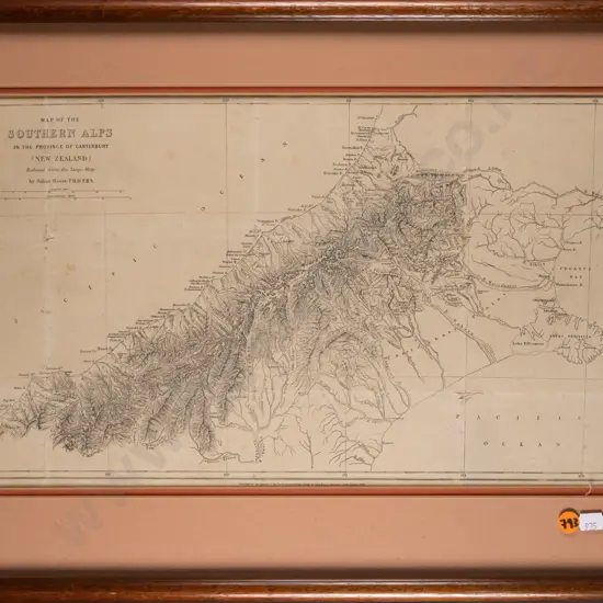 framed reproduction vintage map  - Southern Alps H-250 W-430