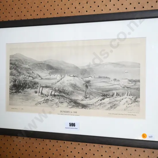 framed historic Dunedin print - Dunedin in 1948 H-190 W-440