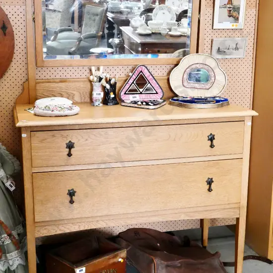 deco blonde oak 2-door duchess with bevelled edge tilting mirror H-1580 W-1060 D-480