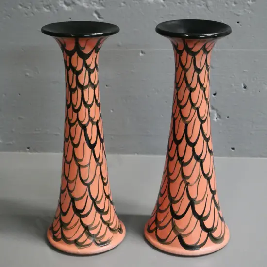 pair of Danny Moorwood art pottery candle stands H-250