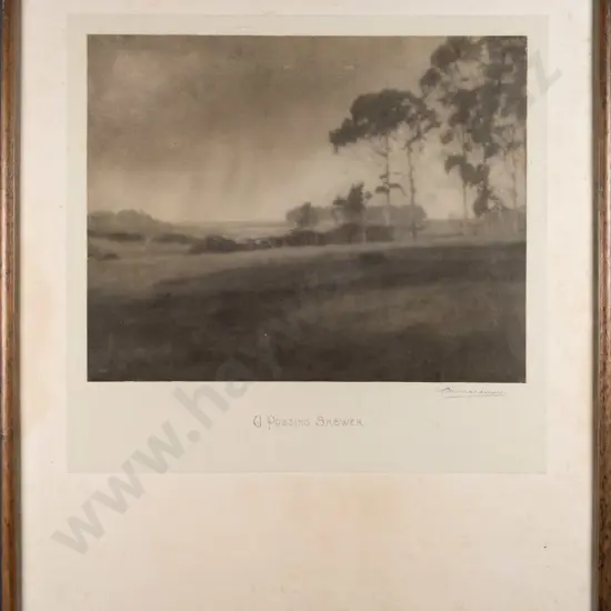 framed vintage black and white photograph - A Passing Shower H-235 W-300