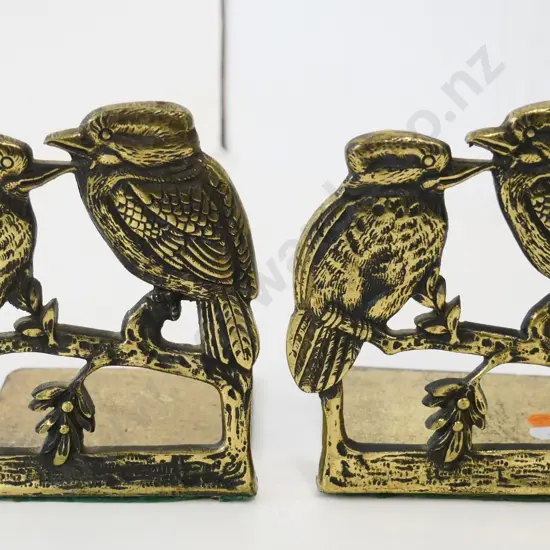 pair of cast brass kookaburra book-ends H-140