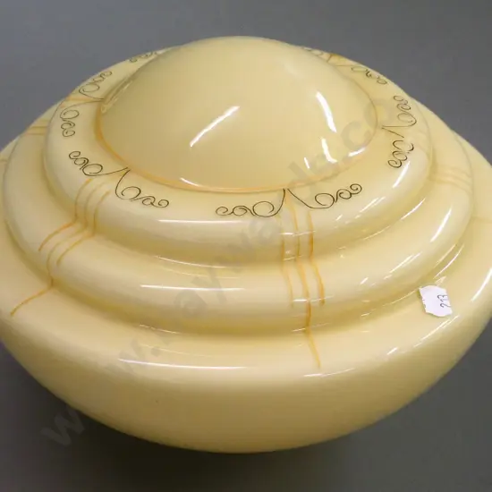 retro ceiling light shade, no journal - cream glass with gilt pattern H-180 Diameter 230