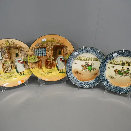 4 Royal Doulton plates - 2 Gaffers D-220 and 2 smaller Falconers pattern