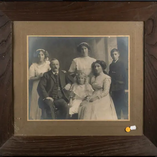 framed vintage black and white photograph - family portrait H-240 W-290