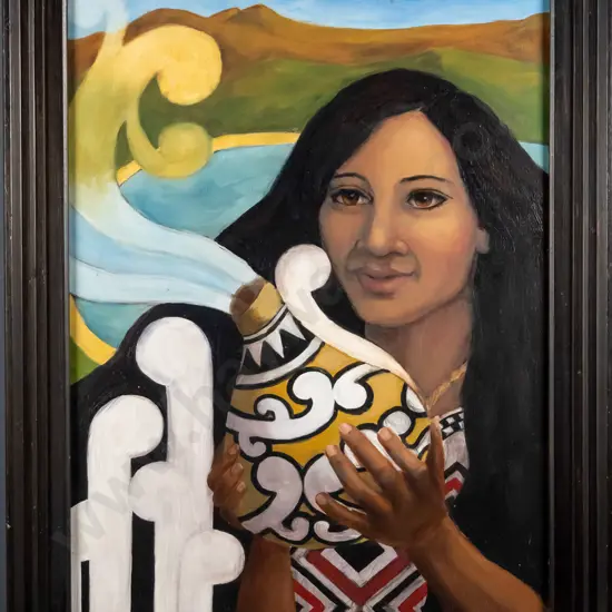 framed acrylic - female portrait H-390 W-290