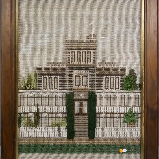 Marjorie Harley - framed needlework - Larnach Castle H-690 W-500