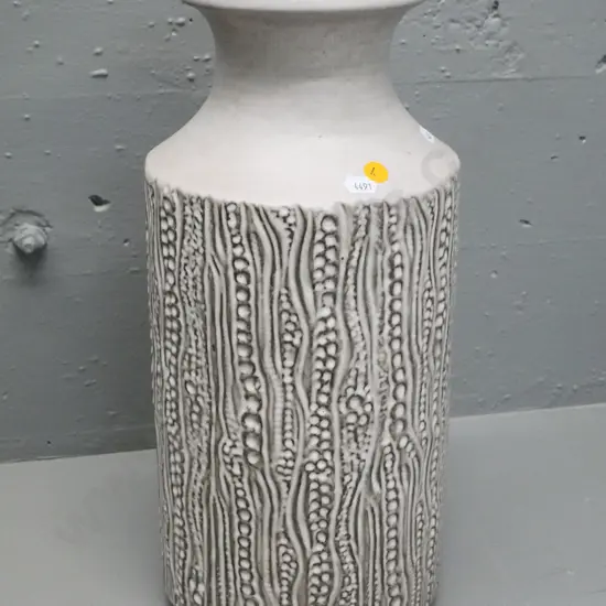 large German pottery relief pattern vase marked F648-40. H-420