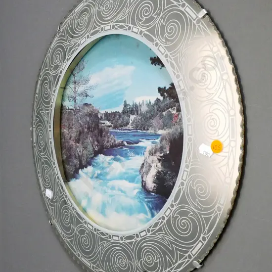 convex mirrored-framed photo print - Huka Falls - diameter 400