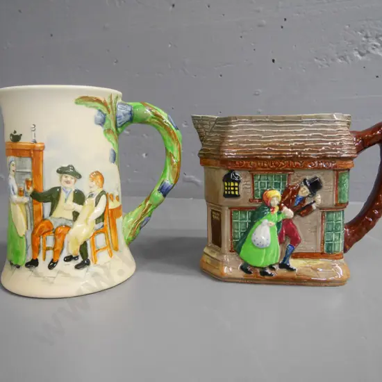 Crown Devon beer mug, Royal Doulton Olde Curiosity Shop jug H-155