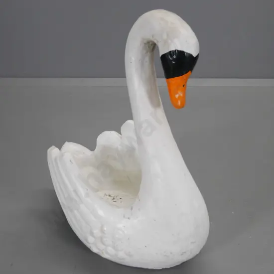 painted concrete swan garden planter H510 L490 W290